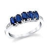 Thumbnail Image 1 of Oval Blue Sapphire and 1/20 CT. T.W. Diamond Five Stone Ring in 14K White Gold