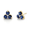 Thumbnail Image 1 of Blue Sapphire and 1/20 CT. T.W. Diamond Trio Stud Earrings in 14K Gold