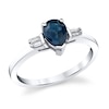 Thumbnail Image 1 of Pear-Shaped Blue Sapphire and 1/8 CT. T.W. Baguette-Cut Diamond Collar Ring in 14K White Gold