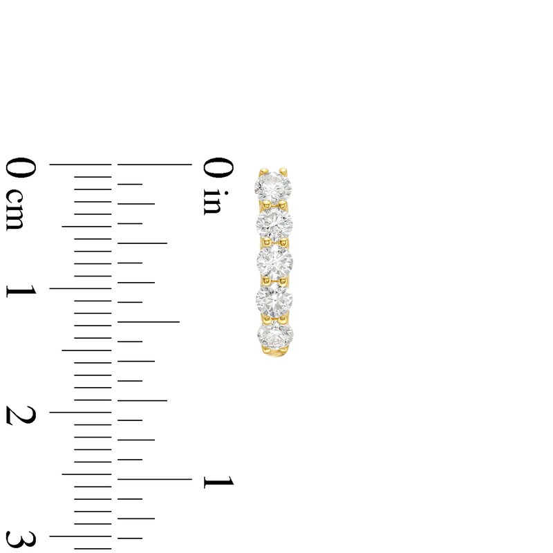 Main Image 3 of 1 CT. T.W. Diamond Five Stone Hoop Earrings in 10K Gold