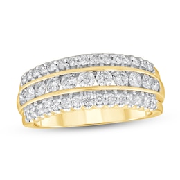 1 CT. T.W. Diamond Scallop Edge Triple Row Band in 10K Gold