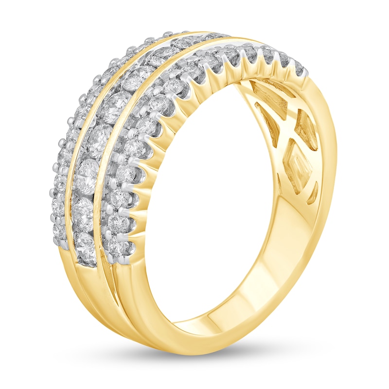 1 CT. T.W. Diamond Scallop Edge Triple Row Band in 10K Gold