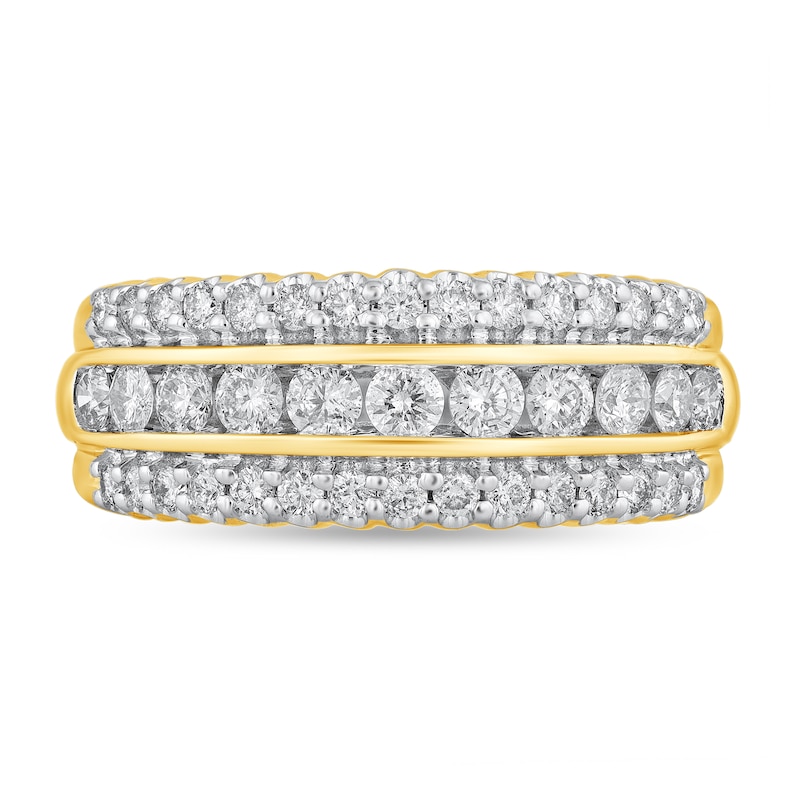 1 CT. T.W. Diamond Scallop Edge Triple Row Band in 10K Gold