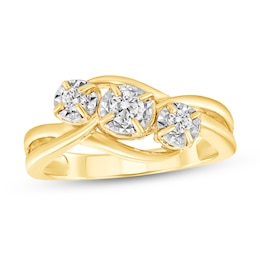 1/4 CT. T.W. Diamond Bypass Three Stone Engagement Ring in 10K Gold (I/I3)