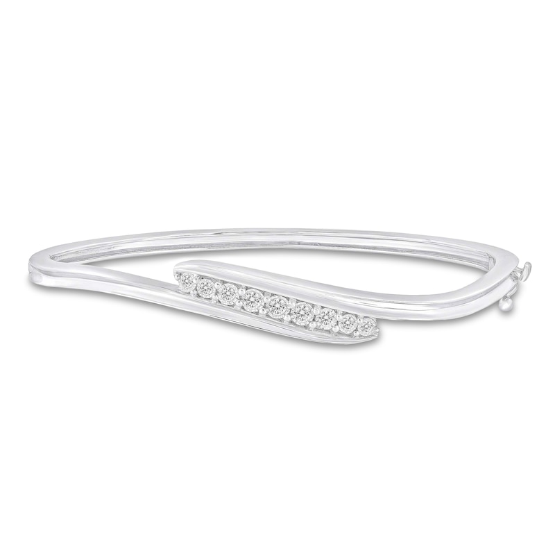 Main Image 1 of 1/4 CT. T.W. Journey Diamond Bypass Bangle in Sterling Silver