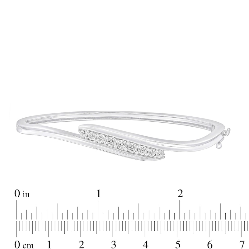 Main Image 2 of 1/4 CT. T.W. Journey Diamond Bypass Bangle in Sterling Silver