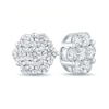 Thumbnail Image 1 of 2 CT. T.W. Multi-Diamond Flower Stud Earrings in 14K White Gold