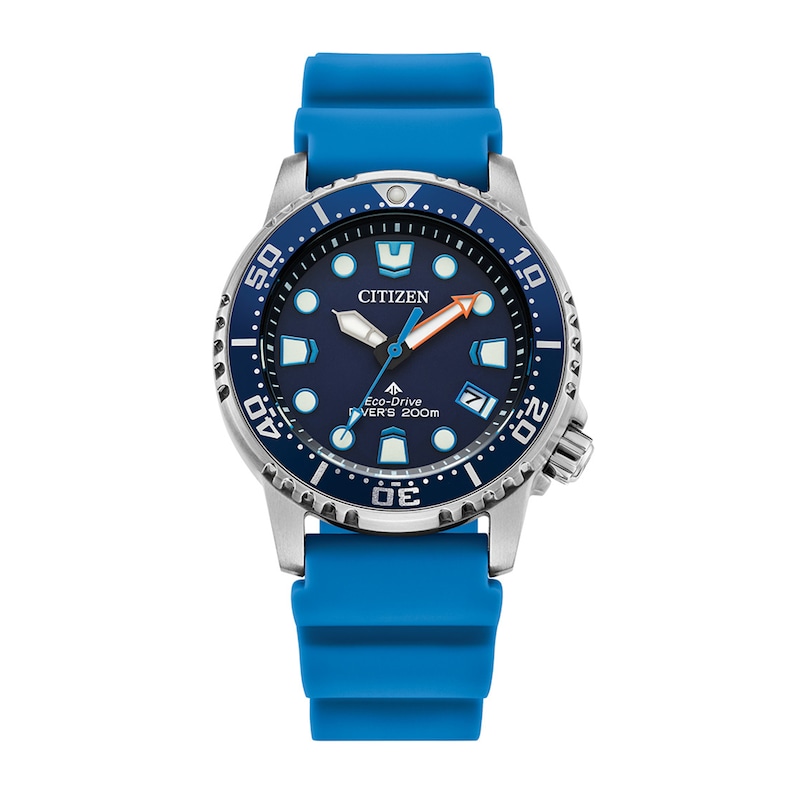 Main Image 1 of Ladies' Citizen Eco-Drive® Promaster Dive Blue Rubber Strap Watch with Dark Blue Dial (Model: EO2028-06L)