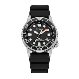 Ladies' Citizen Eco-Drive® Promaster Dive Black Rubber Strap Watch with Black Dial (Model: EO2020-08E)