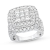 Thumbnail Image 1 of 4 CT. T.W. Princess-Cut Multi-Diamond Cushion Frame Vintage-Style Engagement Ring in 10K White Gold