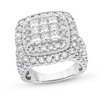 2 Ct. T.W. Composite Pear-Shaped Diamond Double Frame Vintage-Style Engagement Ring in 10K White Gold