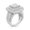 Thumbnail Image 3 of 4 CT. T.W. Princess-Cut Multi-Diamond Cushion Frame Vintage-Style Engagement Ring in 10K White Gold