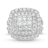 Thumbnail Image 4 of 4 CT. T.W. Princess-Cut Multi-Diamond Cushion Frame Vintage-Style Engagement Ring in 10K White Gold