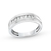 Thumbnail Image 1 of Men's 1/3 CT. T.W. Diamond Ridged Edge Seven Stone Band in 10K White Gold