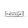 Thumbnail Image 4 of Men's 1/3 CT. T.W. Diamond Ridged Edge Seven Stone Band in 10K White Gold