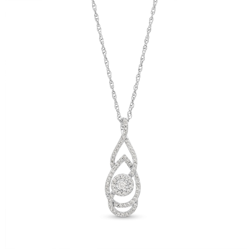 Main Image 1 of 1/3 CT. T.W. Multi-Diamond Flame Infinity Overlay Pendant in Sterling Silver