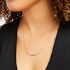 Thumbnail Image 2 of 1/5 CT. T.W. Diamond Infinity Overlay Curved Bar Necklace in Sterling Silver