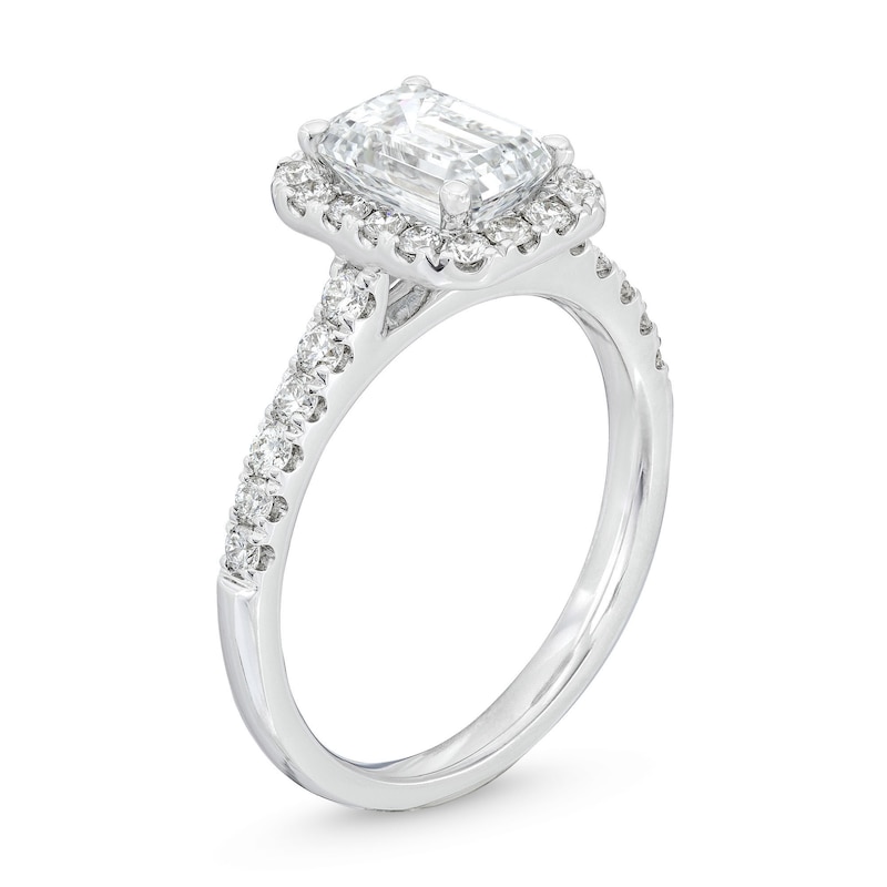2 CT. T.W. Certified Emerald-Cut Lab-Created Diamond Frame Engagement ...