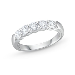 1 CT. T.W. Certified Lab-Created Diamond Five Stone Band in 10K White Gold (F/SI2)