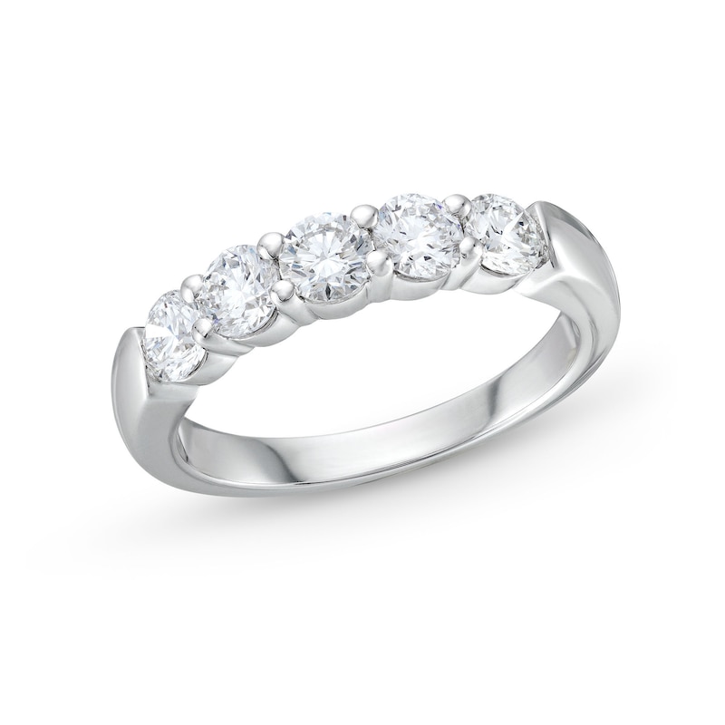 Main Image 1 of 1 CT. T.W. Certified Lab-Created Diamond Five Stone Band in 10K White Gold (F/SI2)