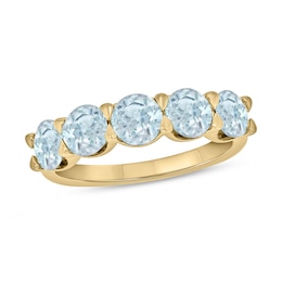 5.0mm Aquamarine Five Stone Band in 10K Gold