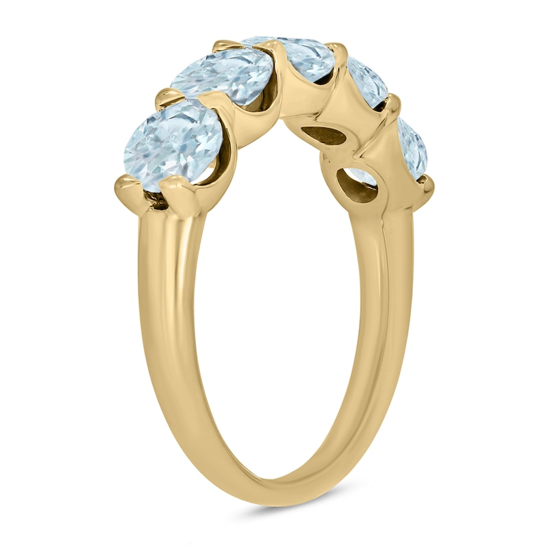 Main Image 2 of 5.0mm Aquamarine Five Stone Band in 10K Gold