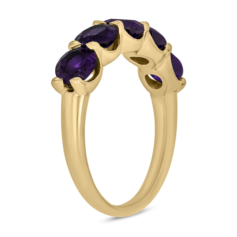 Main Image 2 of 5.0mm Amethyst Five Stone Band in 10K Gold