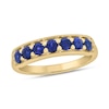 Thumbnail Image 0 of 3.0mm Blue Lab-Created Sapphire Seven Stone Sideways Bar Band in 10K Gold