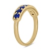 Thumbnail Image 1 of 3.0mm Blue Lab-Created Sapphire Seven Stone Sideways Bar Band in 10K Gold