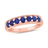 Thumbnail Image 1 of 3.0mm Blue Lab-Created Sapphire Seven Stone Sideways Bar Band in 10K Rose Gold