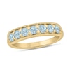 Thumbnail Image 1 of 3.0mm Aquamarine Seven Stone Sideways Bar Band in 10K Gold