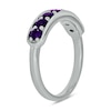 Thumbnail Image 2 of 3.0mm Amethyst Seven Stone Sideways Bar Band in 10K White Gold