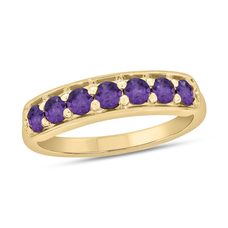 Main Image 1 of 3.0mm Amethyst Seven Stone Sideways Bar Band in 10K Gold