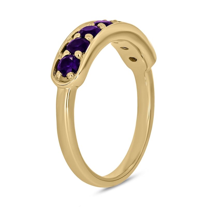 Main Image 2 of 3.0mm Amethyst Seven Stone Sideways Bar Band in 10K Gold