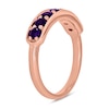 Thumbnail Image 1 of 3.0mm Amethyst Seven Stone Sideways Bar Band in 10K Rose Gold