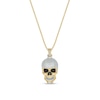 Thumbnail Image 1 of Men's 3/8 CT. T.W. Black and White Diamond Skull with Helmet Pendant in Sterling Silver and 14K Gold Plate