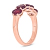 Thumbnail Image 1 of Oval Lab-Created Ruby Five Stone Band in 10K Rose Gold