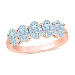 Oval Aquamarine Five Stone Band in 10K Rose Gold