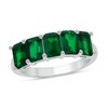 Thumbnail Image 1 of Emerald-Cut Lab-Created Emerald Five Stone Band in 10K White Gold