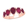 Thumbnail Image 1 of Pear-Shaped Lab-Created Ruby Graduated Five Stone Band in 10K Rose Gold