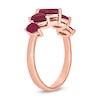 Thumbnail Image 2 of Pear-Shaped Lab-Created Ruby Graduated Five Stone Band in 10K Rose Gold