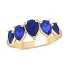 Thumbnail Image 1 of Pear-Shaped Blue Lab-Created Sapphire Graduated Five Stone Band in 10K Gold