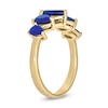 Thumbnail Image 2 of Pear-Shaped Blue Lab-Created Sapphire Graduated Five Stone Band in 10K Gold