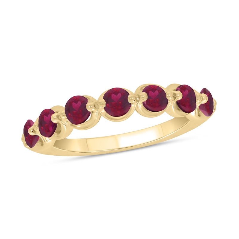 3.5mm Lab-Created Ruby Bubbles Seven Stone Band in 10K Gold | Zales Outlet