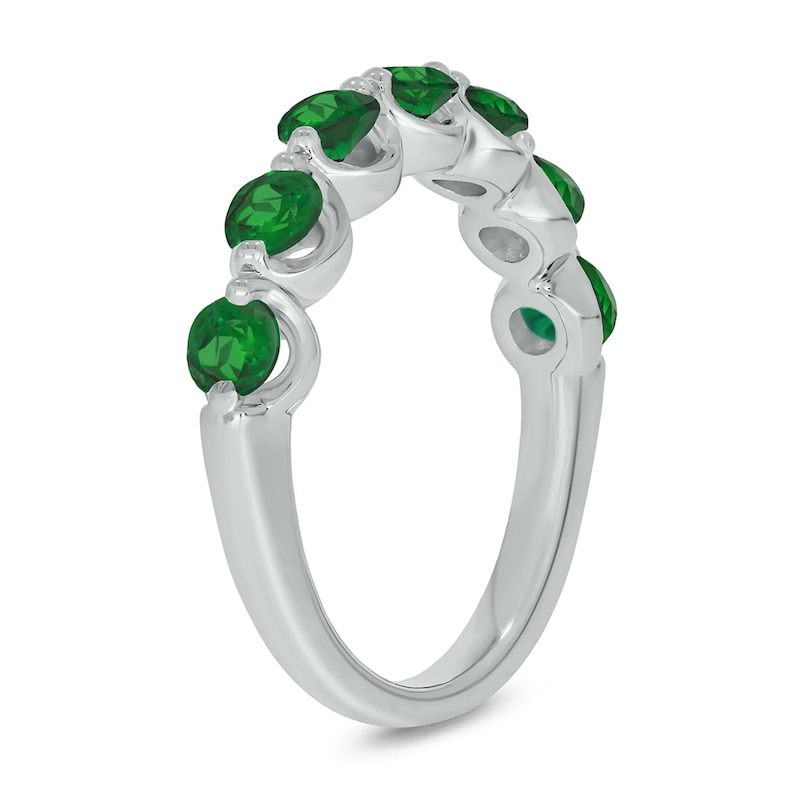 Main Image 2 of 3.5mm Lab-Created Emerald Bubbles Seven Stone Band in 10K White Gold