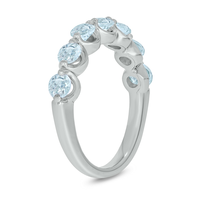 Main Image 2 of 3.5mm Aquamarine Bubbles Seven Stone Band in 10K White Gold