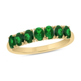 Oval Lab-Created Emerald Seven Stone Band in 10K Gold