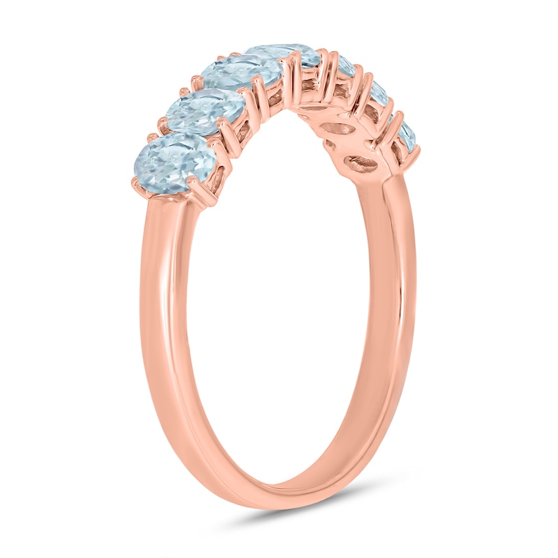 Main Image 2 of Oval Aquamarine Seven Stone Band in 10K Rose Gold