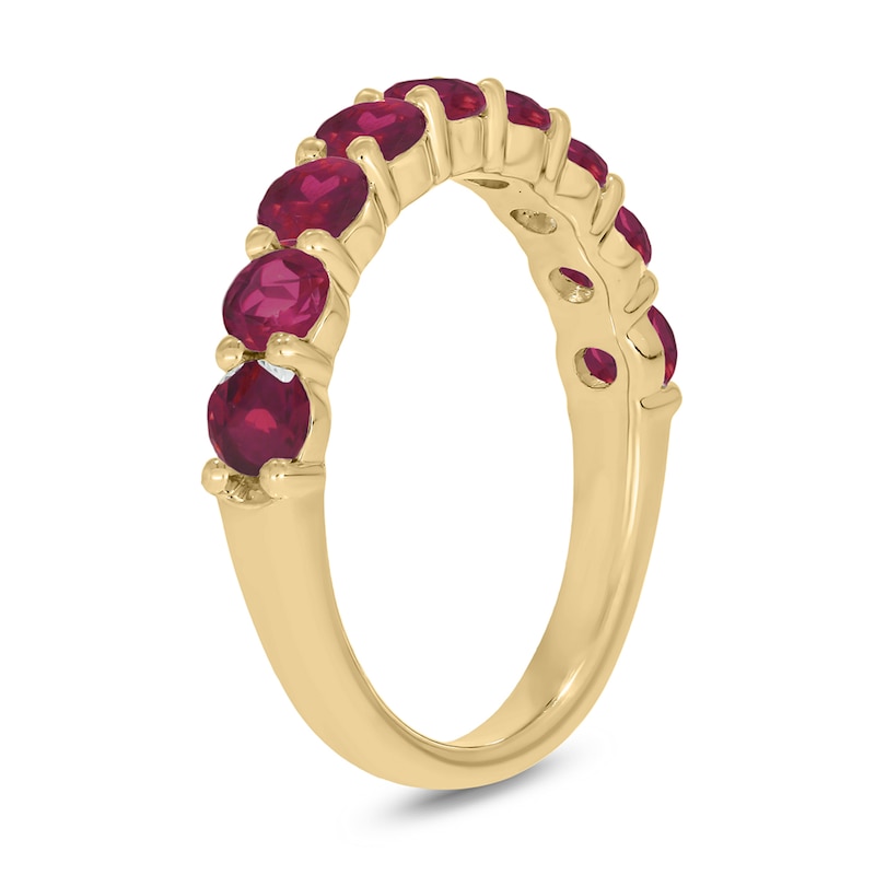 Main Image 2 of 3.5mm Lab-Created Ruby Nine Stone Band in 10K Gold