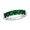 Thumbnail Image 1 of Emerald-Cut Lab-Created Emerald Tiered Seven Stone Band in 10K White Gold